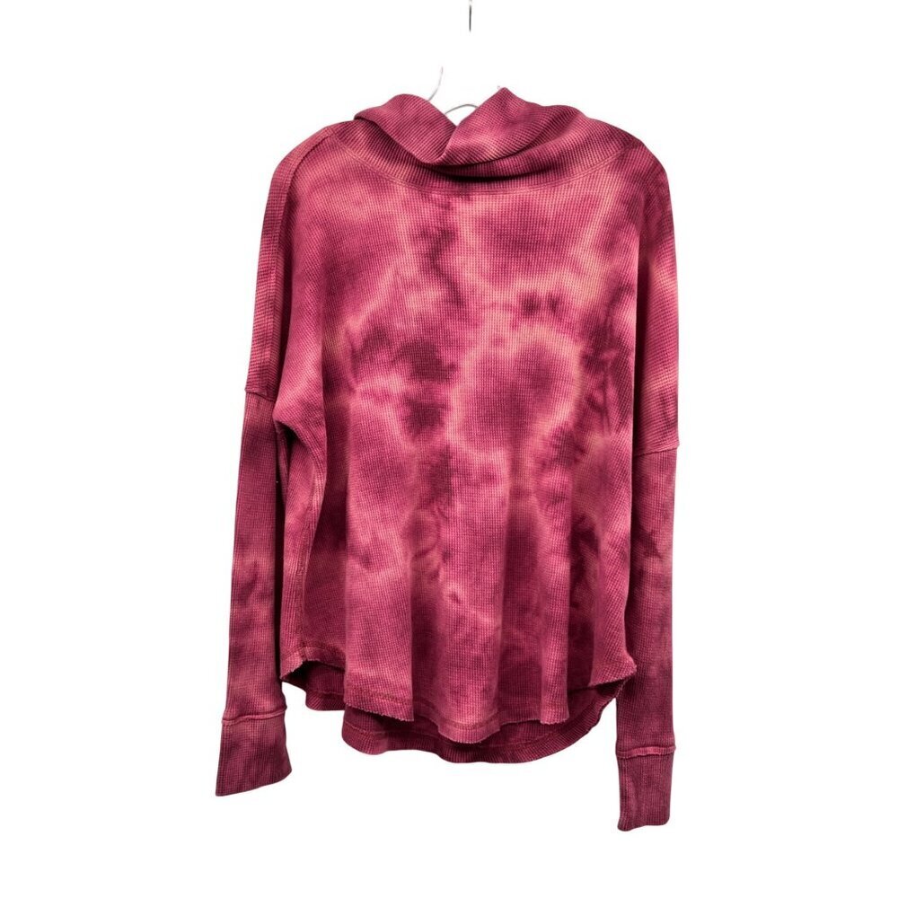 Maeve Anthropologie Pink Tie Dye Thermal Top Cowl Neck Long Sleeve Size Large